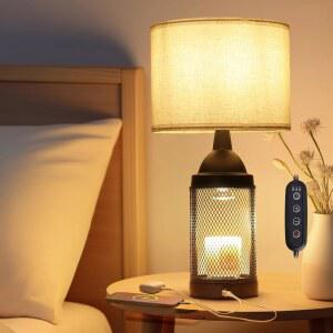 전기 캔들 워머 램프 Dlack, 24시간 사이클 타이머, 디밍 가능, 듀얼 충전 포트, 전구 2개 포함 왁스 멜트 워머, 침실용 스탠드용 컨트리 및 USB&Type-C 포트 포함