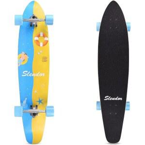 SLENDOR LONGBOARD 스케이트보드 106.7CM(42인치) 드롭 스루 데크 메이플 컴플리트 캠버 오목 크루저 프리스타일,