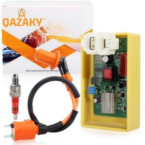 QAZAKY 6핀 조절 가능한 바이크 코일 90CC 140CC 카트 스쿠터 레이싱 110CC 더트 점화 피트 차퍼 250CC 125CC 오토바이 모페드 150CC CDI 버기 DC 중국식 스파크 쿼드 50CC 키트 플러그 200CC ATV