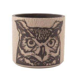 NAPCO 소박한 조각 올빼미 원형 화분 실외 또는 시멘트 14CM 실내 브라운 얼굴 75인치 스탠딩