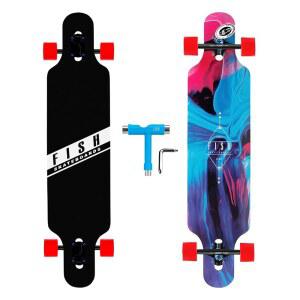 FISH SKATEBOARDS 104.1CM (41인치) 다운힐 롱보드 프리 8겹 크루저, 컴플리트 덱 스케이트보드, 단풍나무, 캐나다 스타일