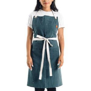 CALDO LINEN KITCHEN 앞치마 남성 리넨 가능 가문비나무 있는 여성용 포켓이 조절