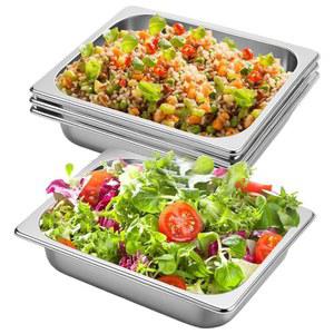 YIHURLM 4팩 호텔 사이즈 보관 스테인리스 4CM 케이터링 레스토랑용 금속 5인치 스틸 테이블 스팀 하프 파티 푸드 뷔페 식품