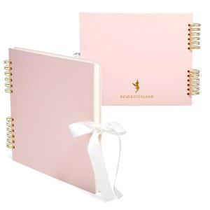 NEVER EVER LAND 스크랩북 앨범 - 30.5X25.4CM(12X10인치) 핑크 스크랩 북. 용품, 메모리 북, 웨딩 방명록, 사진 앨범, 베이비 샤워 선물, 발렌타인데이, 약혼 선물