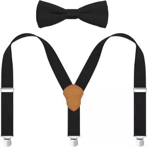 3개의 금속 클립으로 조절 가능한 JRHEJTFZ 남성용 멜빵 및 보타이 세트