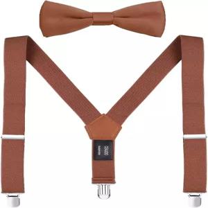 CEAJU 남성용 멜빵 및 보타이 세트 블랙 메탈 클립으로 조절 가능