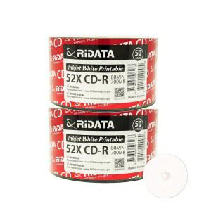 100팩 리다타 CD-R 52X 700MB 80분 화이트 잉크젯 허브 인쇄 가능 빈 미디어 녹화 디스크