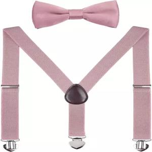 하트 클립으로 조절 가능한 WDSKY 남성용 멜빵 및 나비넥타이 세트
