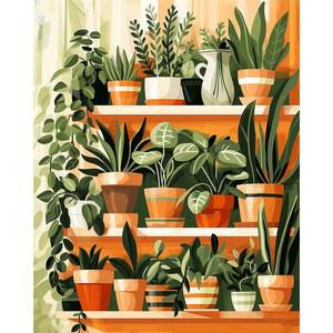 NATUYALO 숫자로 페인트 - DIY 키트 20인치)) 초보자를 (40.6 그린 페인팅, 그림 화분 X 캔버스에 50.8CM(16 아트 식물 그리기, 공예 위한