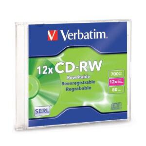 버바팀 CD RW, 4배 12배 고속, 80분, 700MB, 브랜드, 슬림 케이스, 1 / 팩 (VER95161) 카테고리: 미디어