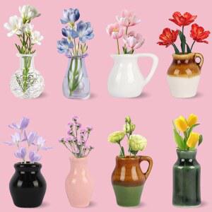 ZOYVUX 냉장고용 귀여운 세라믹 있는 장식 미니 식물 8팩 작은 자석 냉장고 위한 사무실 꽃이 주방 꽃병 사물함을