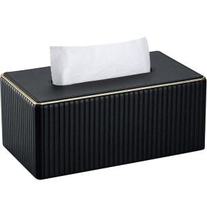 KINGFOM 직사각형 티슈 박스 장식 블랙 120개 냅킨 3겹 디스펜서 있는 커버 PU 홀더 바닥이 가죽 160개 2겹 페이셜 자석