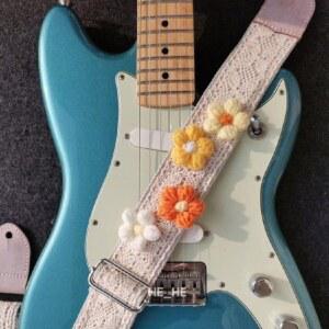 자수 기타스트랩 커스텀 일렉기타 빈티지 포크 1 귀여운 플라워 일렉기타스트랩 꽃무늬