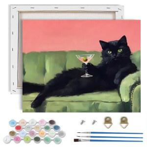 TCDZMYGS 숫자로 고양이 페인트 키트, 성인 아크릴 DIY 가정용 레트로 프레임 24.1 초보자를 30CM(9.5 11.8인치) 장식용 벽 유화, X 포함, 위한