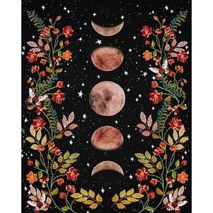 TUMOVO 숫자로 페인트 달빛 정원 그림 선물, 독특한 블랙 달의 20인치)(프레임리스) X 둘러싸인 성인을 키트 위한 숫자 꽃으로 덩굴과 50.8CM(16인치 40.6CM 위상