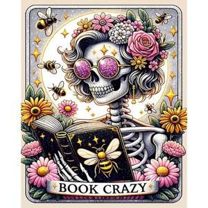 MBNTJHT DIY 해골 소녀 숫자로 색칠하기 X 50.8CM(16 벽 가정 독서 프레임 책 캔버스에 장식용 키트, 페인팅 꽃 수채화 페인트 없는 40.6 숫자 아크릴 20인치)