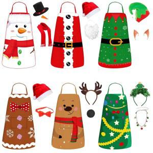크리스마스 코스튬 액세서리 포켓이 모자 머리띠 엘프 원사이즈 앞치마 멀티컬러 눈사람 있는 수염 스카프 산타