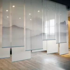 풍경 그림 롤 거실 커튼 원격제어 스크린 차광 창가