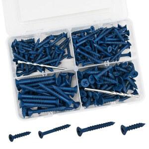 KEVINROOTY 180피스 콘크리트 나사 앵커 비트 드릴 또는 고정용 모음 시멘트 키트 시멘트에 16 벽돌 블록 헤드 석조 플랫