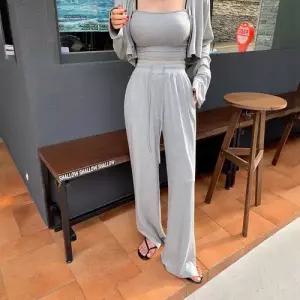 무천도사 여성 여성용 팬츠 정장세트 나시+가디건+일자 끈 오리지널 세트 KKE1