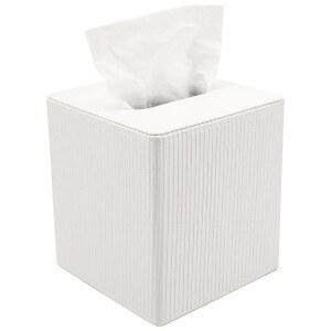DODAMOUR 수직 스트라이프 인조 큐브 가죽 잠금 홀더 티슈 박스 가정 표준 자석 바닥 커버 디스펜서 화이트 사이즈 사무실용