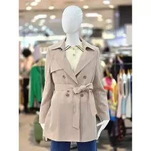 꼼빠니아행복한 더블 버튼 벨티드 트렌치 하프코트 CAGS2WCH010