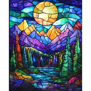 OBTERIE 숫자로 산맥 페인트 키트 초보자 페인팅 홈 초보자용 태양 아트 40.6 장식 벽 20인치) DIY X 유화 선물 50.8CM(16 캔버스에