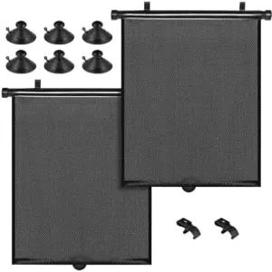 용 PLTCAT 2팩 자동차 햇빛 가리개 측면 창문 롤러 차량용 차 창문용 보호 그늘 (표준-16 x18 )