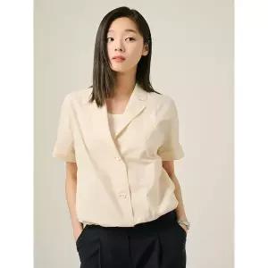 [빈폴레이디스]코튼 혼방 반소매 쇼트 재킷 아이보리 (BF5411C060) .