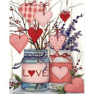 ASKKQTX 발렌타인 데이 페인트 키트, 초보자를 20인치) 홈 데코 캔버스에 40.6 선물용 숫자로 유화, X 페인트, DIY 러브 50.8CM(16 위한