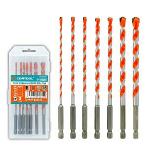 CORTOOL 타일 벽돌 시멘트 체인지 5CM 섕크 완전 비트 카바이드 블록 32인치 육각 콘크리트 8인치 접지 석조 포함 7피스 세트 유리 플라스틱 6CM 드릴 목재용