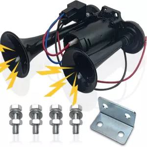 ZJ1WYZQQ 12V 600DB 에어 혼 듀얼 트럼펫 SUV 오토바이 트럭 픽업 보트 (블랙 )를 위한 가 장착된 슈퍼