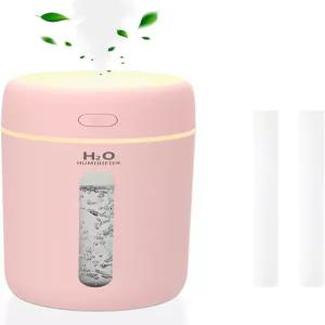 리사쿨 소형 침실 사무실 자동차용 휴대용 미니 야간 조명이 있는 여행 자동 차단 매우 조용함(핑크)