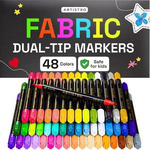 ARTISTRO 듀얼 팁 패브릭 마커 48개 DIY용 장식 공예, - 및 캔버스, 펜 미세 가방, 아크릴 스니커즈, 신발, 의류용 영구 페인트 바느질, 브러시 키트 섬유,