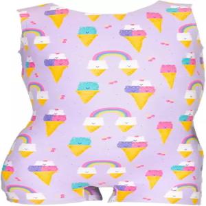 여자를 위한 데스티라 베어이 칠 체조 유니타드 베어 스크림 콘 디자인 및 매칭 스크런치가 포함된 퍼플