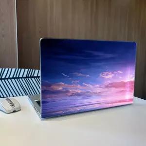 2PCS 황혼의 붉은빛으로 빛나는 분홍색 하늘 노트북 스티커 아트 스크래치 방지 맥북 호환 PC 크롬북용