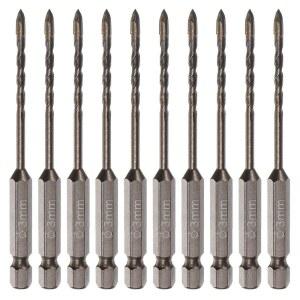 HARFINGTON 티타늄 코팅 석조 드릴 타일 육각 거울 플라스틱 포함 4인치 비트 3MM 콘크리트 10개 6CM 유리 세라믹 대리석 벽돌 섕크 목재용