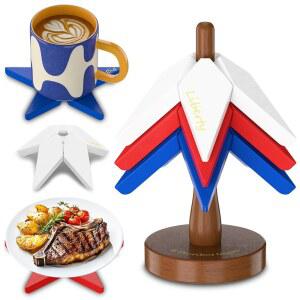 수제 오크 우드 컵받침 내열성 집들이 NOXZONE 브라운 희망의 선물 디자인 인용문 세트 테이블 삼발이 포함 영감을 뜨거운 접시 주는 나무 장식용