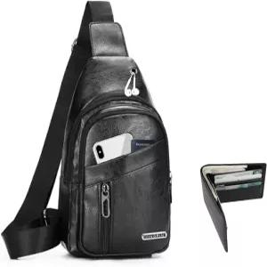 슬링백 세트 PU 가죽 여행 야외 발렌타인데이 선물용 멀티 지퍼 디자인