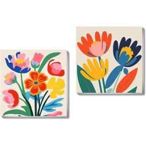 UUXSRETAIO 2팩 액자 페인트, 캔버스에 숫자로 쉬운 아크릴 유화, 초보자용 20.3CM(8 (20.3 장식용 페인트 DIY 꽃 키트, 가정 벽 X 8인치))