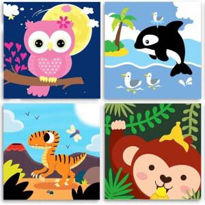 4팩 DIY 숫자로 페인트 4-8세 - 8-12세, 위한 초보자를 아트 벽 없음) 유화 쉬운 8인치) X 아크릴 만 (액자 캔버스 20.3CM(8 장식용 키트 20.3 숫자