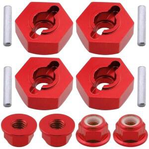 HOBBYPARK 알루미늄 12MM 휠 육각 너트 /10 잠금 코스용(8팩) RC 트럭 버기 스케일 및 (레드) M4 쇼트 크롤러 1 자동차