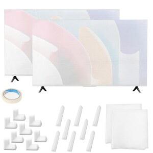 Dpwrrot TV 무빙 박스 쿠션 용품 세트에는 최대 65인치 x 36인치 디스플레이 화면에 맞는 2개의 폼 플랫 스크린 커버와 16개의 모서리 보호대, 20M 텍스처 테이프가 포함되어 있습니다