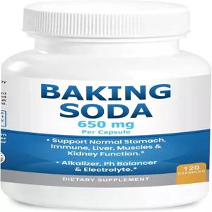 천연 베이킹 소다 캡슐 - 신장 및 위산용 650mg 정제 중탄산염 나트륨 알약 탄산 소디오 파라 토마르