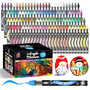 TBC THE BEST CRAFTS 아크릴 페인트 펜, 캔버스, 프로젝트를 마커, 금속, 위한 돌, 예술 108가지 사용 공예 표면 다양한 원단, 유리, 및 암석에 목재, 세라믹, 수성 색상