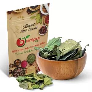 뉴욕 스파이스 샵 마크루트 라임 잎 - 1온스 카피르 신선 태국 신선한 양념 건조하여 파낭 커리 톰 얌