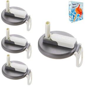 실리콘 빨대가 포함된 DIPESI 4팩 재사용 가능한 소다 캔 뚜껑 u2013 BPA 프리, 밀폐 씰, 방수, 사용하기 쉽고 표준 12온스 및 16온스 캔(그레이_화이트)에 맞습니다