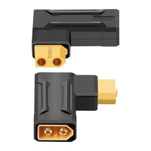 RIIEYOCA 90도 XT60 커넥터, 직각 남성에서 여성 커플러 무선 어댑터 RC카, FPV 드론, LiPo 배터리, 노트북 전원 공급 장치 등 (2팩)