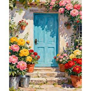 성인 초보자를 위한 숫자 키트의 MBNTJHT 가정용 페인트의 키트, 벽 풍경 없는 꽃, 공예 아트 키트 장식용 페인트, 아크릴 16X20인치. 액자 DIY 오일 도어 페인팅