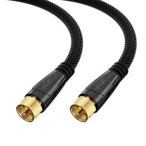 HiFind RG6 동축 케이블 3피트, 저손실 쿼드 위성-블랙을 인터넷 차폐 모뎀 OFC 디지털 공중 4K 안테나 남성에서 F형 HDTV 도금 코드, 실외기 AV 75 금 남성 위한 직매장